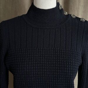 Brooks Brothers Extra-Fine Italian Merino Wool Mock Neck Sweater w Button Detail